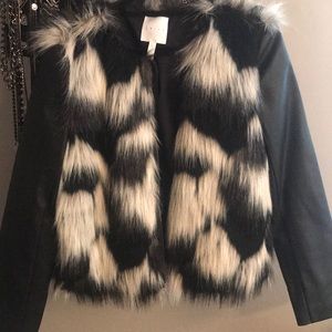 Faux fur and leather jacket